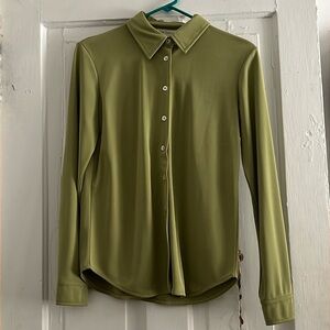 Green Ann Taylor long sleeve button up blouse size small